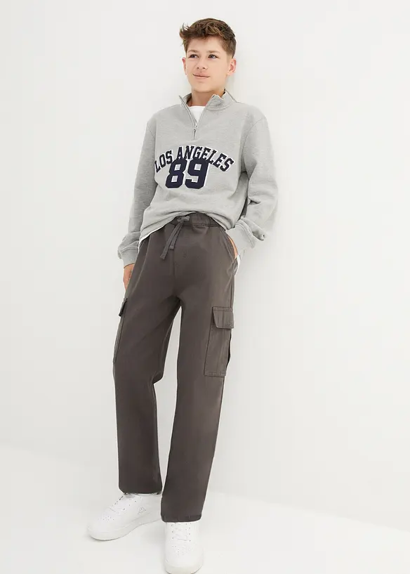 Pantalon cargo 100% coton, coupe droite et loose, bonprix