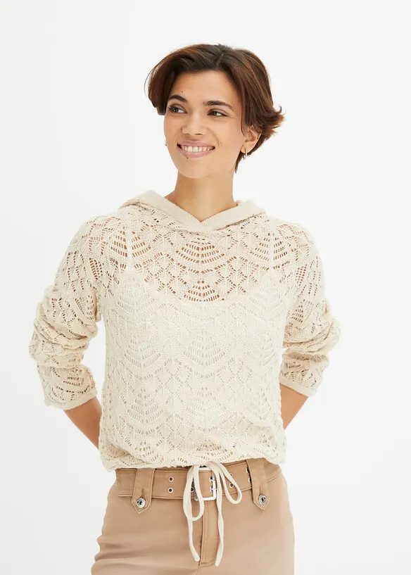 Pull en maille ajourée, bonprix