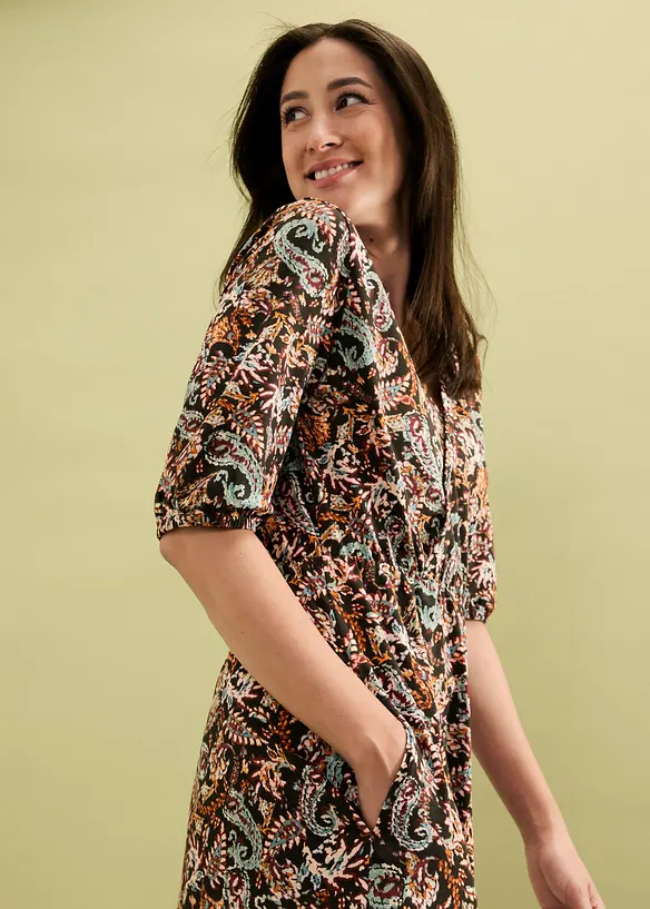 Robe portefeuille en coton extensible, bonprix