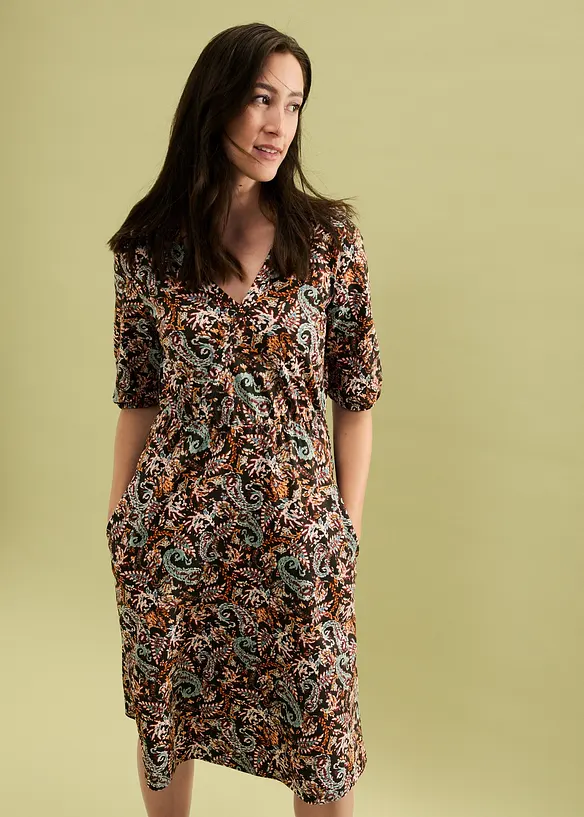 Robe portefeuille en coton extensible, bonprix