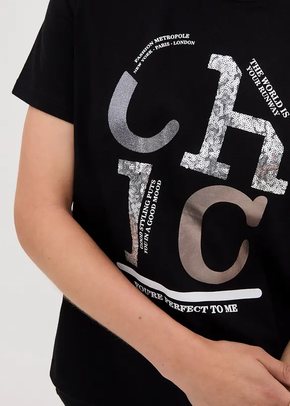 T-shirt avec imprim&eacute; brillant, bonprix