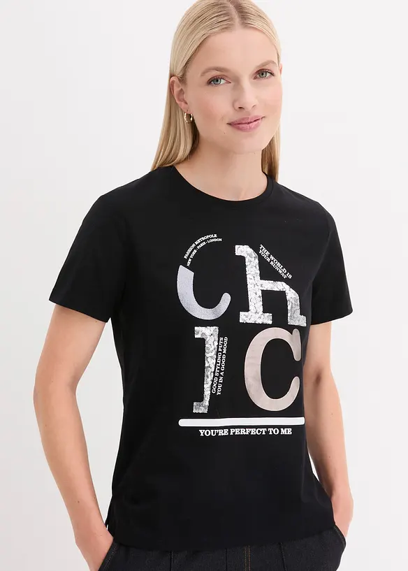 T-shirt avec imprim&eacute; brillant, bonprix