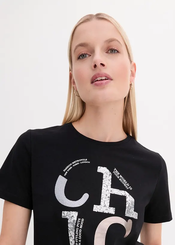 T-shirt avec imprim&eacute; brillant, bonprix