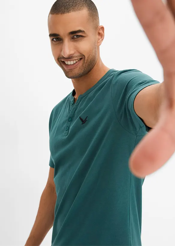T-shirt col Henley, manches courtes, bonprix