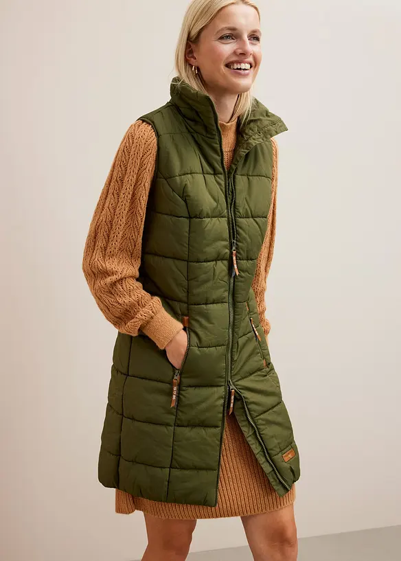 Longue doudoune sans manches à col montant, bonprix