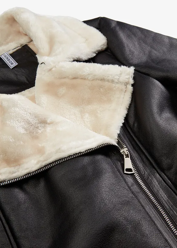 Veste biker en maille peluche, bonprix