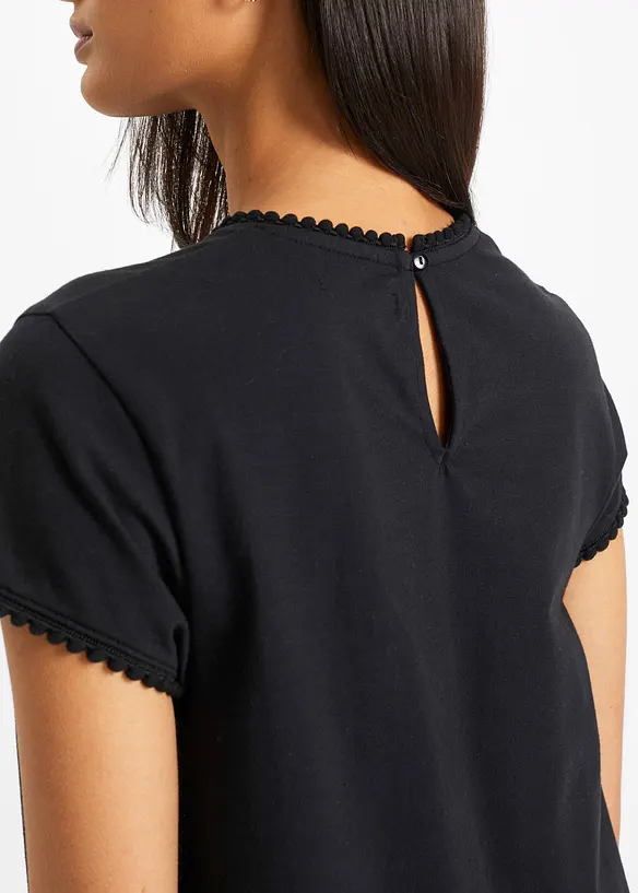 T-shirt en coton avec dentelle, bonprix