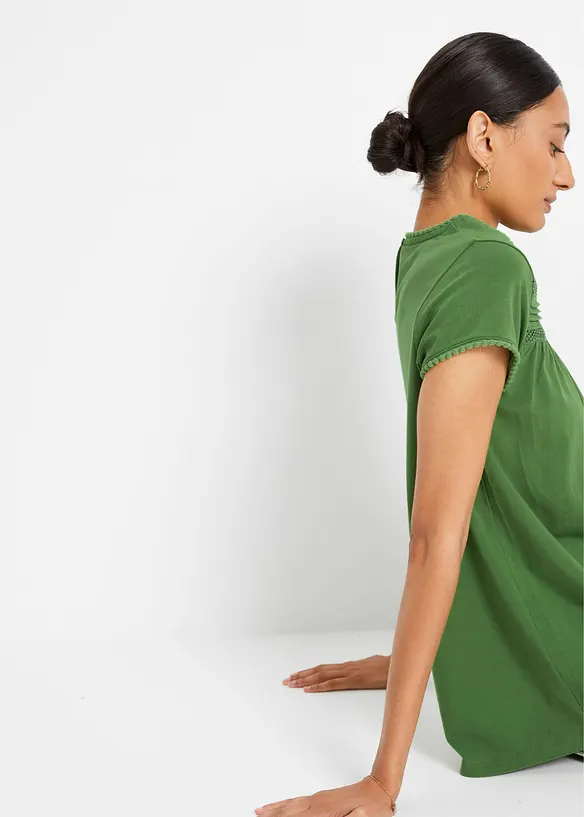 T-shirt en coton avec dentelle, bonprix