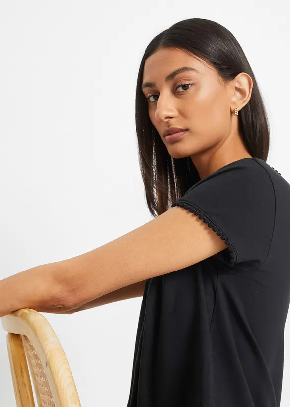 T-shirt en coton avec dentelle, bonprix