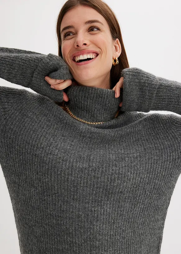 Robe en maille c&ocirc;tel&eacute;e, bonprix