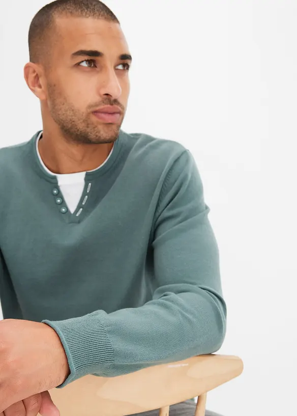 Pull doux aspect 2en1 en fine maille de coton majoritaire, bonprix