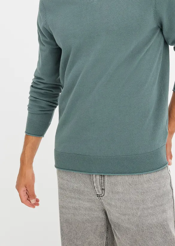 Pull doux aspect 2en1 en fine maille de coton majoritaire, bonprix