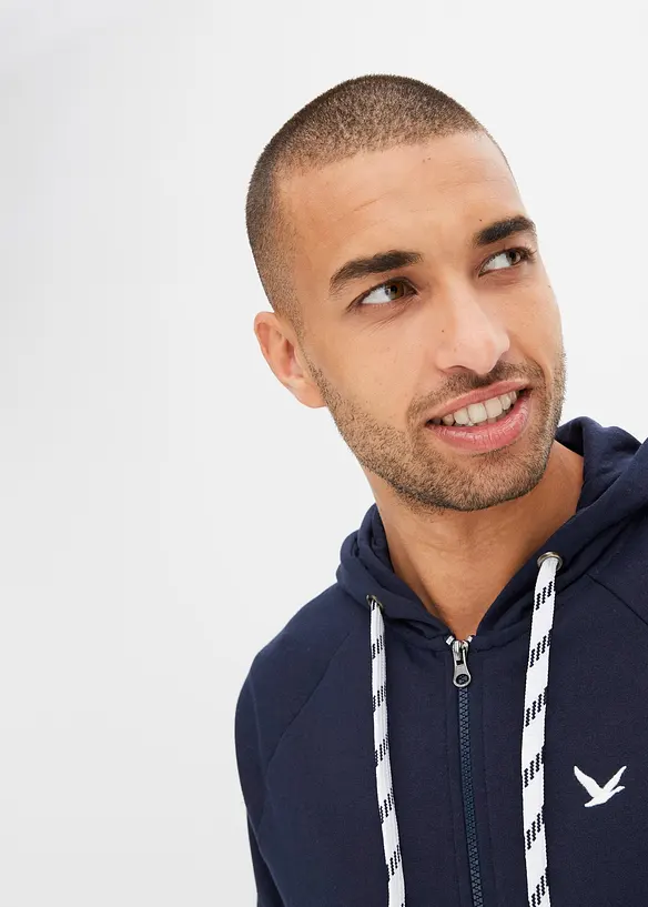 Sweat zippé à capuche et détails contrastés, bonprix