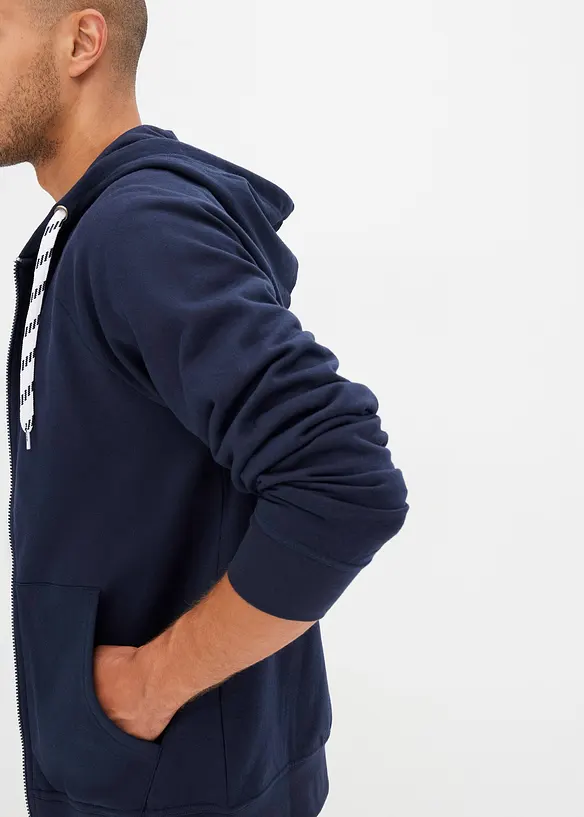 Sweat zippé à capuche et détails contrastés, bonprix