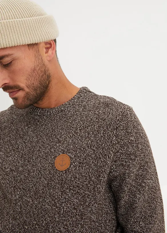 Pull col rond en coton mélangé, bonprix