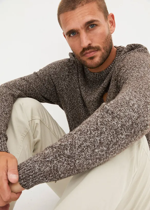 Pull col rond en coton mélangé, bonprix