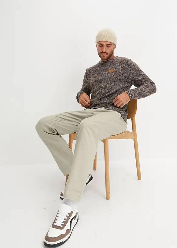 Pull col rond en coton mélangé, bonprix