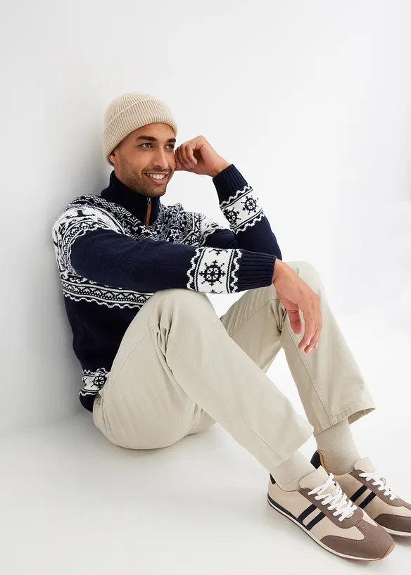 Pull camionneur à motif norvégien marin, bonprix