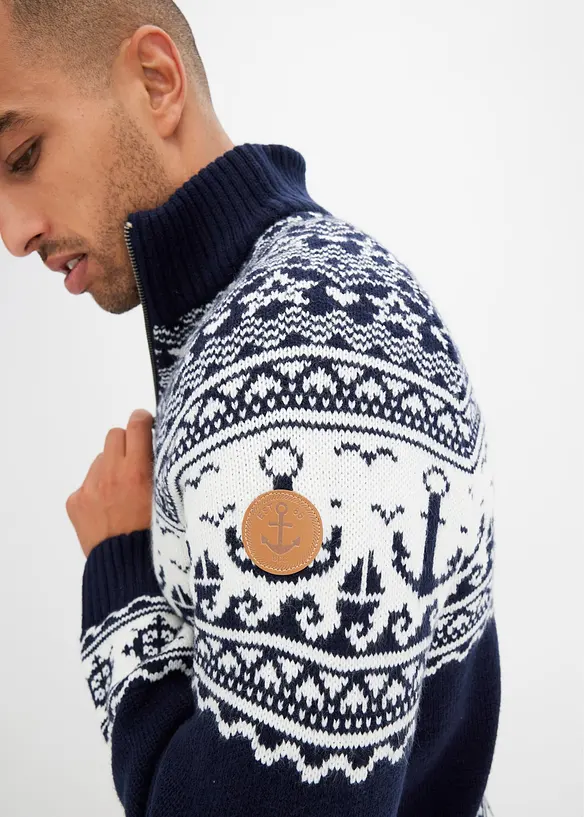 Pull camionneur à motif norvégien marin, bonprix