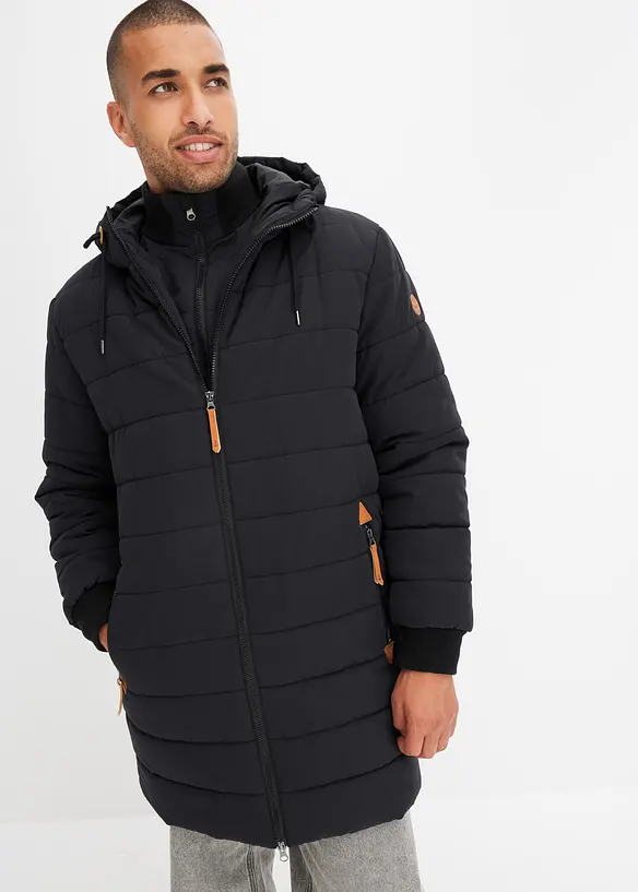 Parka matelassée et rembourrée à capuche et détails enduits, bonprix