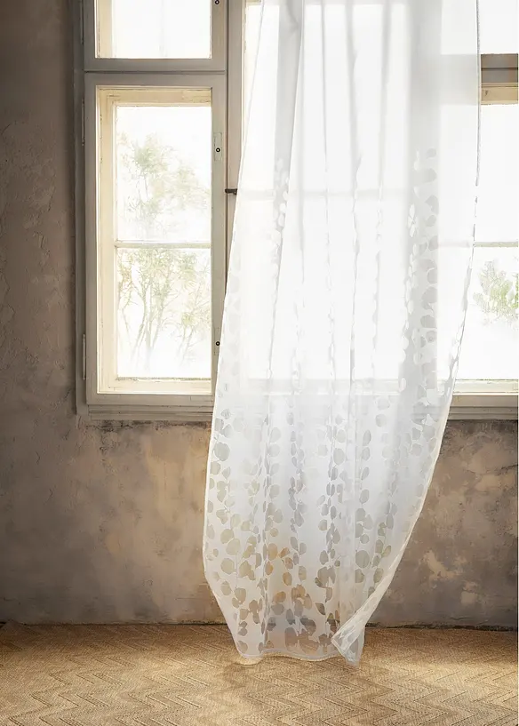 Voilage en d&eacute;vor&eacute; &agrave; motif v&eacute;g&eacute;tal (1 pce), bonprix