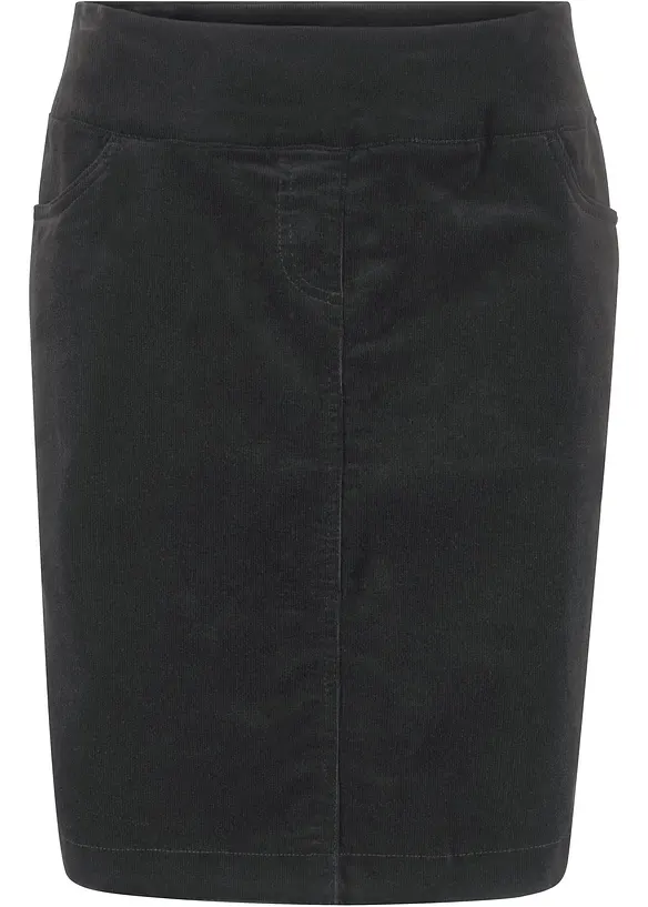 Jupe en velours côtelé extensible à ceinture élastiquée, bonprix