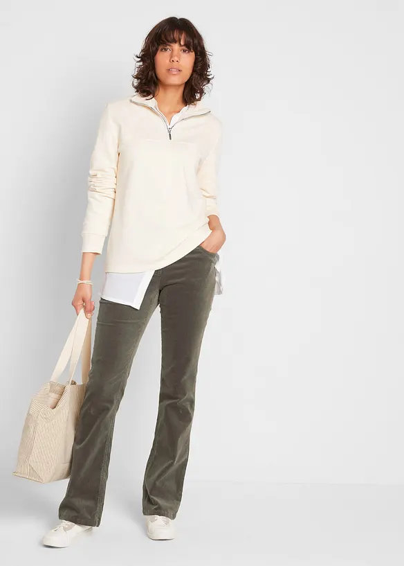 Pantalon bootcut en velours côtelé extensible, bonprix