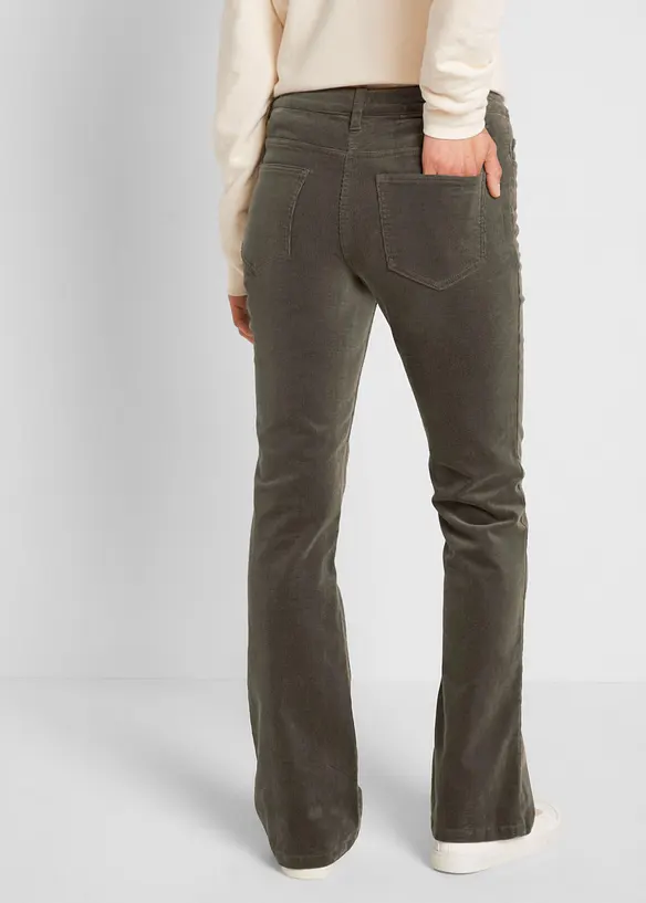 Pantalon bootcut en velours côtelé extensible, bonprix
