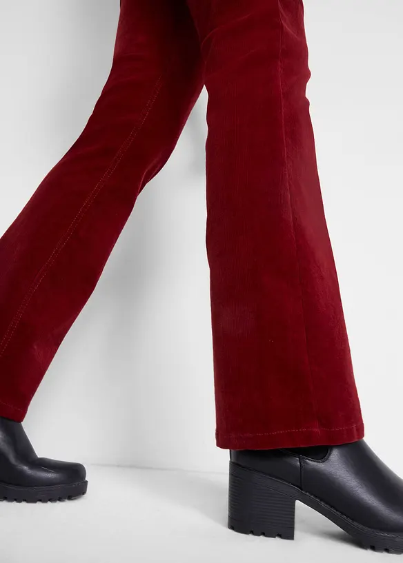 Pantalon bootcut en velours côtelé extensible, bonprix