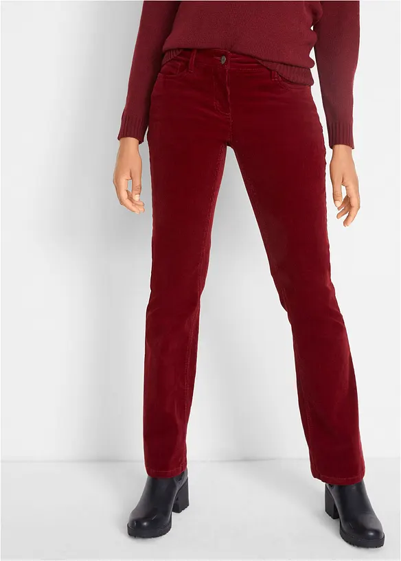 Pantalon bootcut en velours côtelé extensible, bonprix