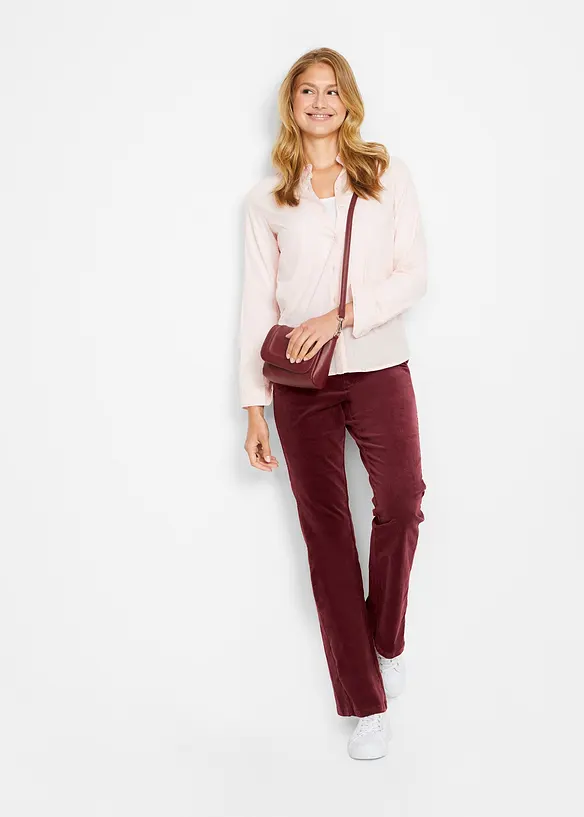 Pantalon Flare en velours c&ocirc;tel&eacute; extensible avec taille haute confortable, bonprix