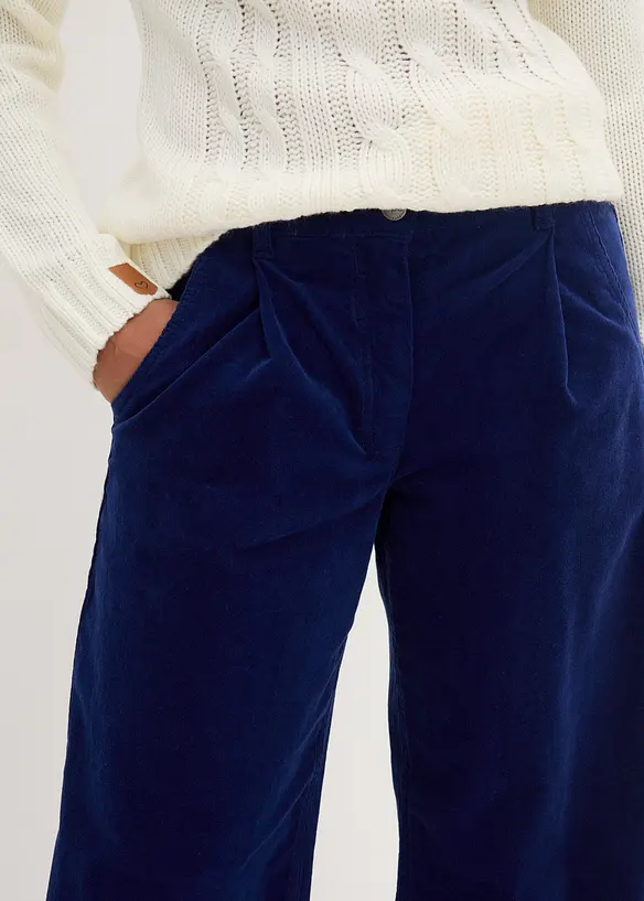 Jupe-culotte en velours côtelé stretch avec taille haute confortable, longueur 7/8, bonprix