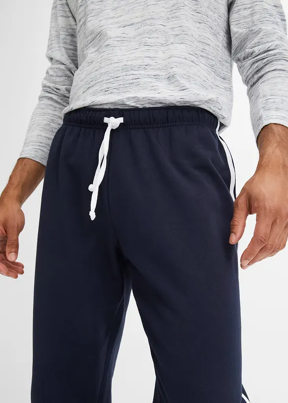 Lot de 2 pantalons de jogging à détails contrastants, loose, bonprix