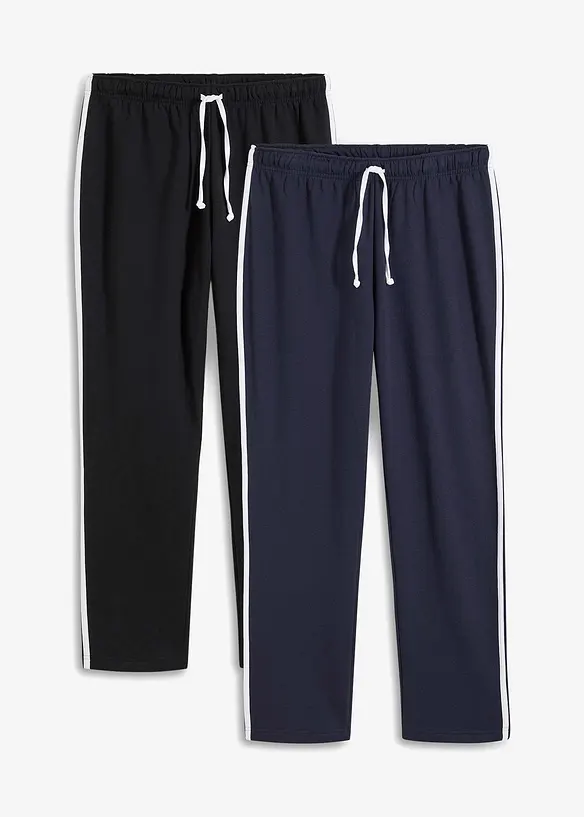 Lot de 2 pantalons de jogging à détails contrastants, loose, bonprix
