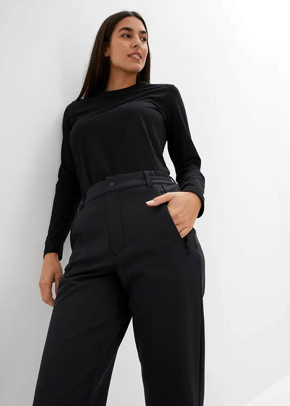 Pantalon déperlant en softshell extensible avec taille élastiquée, bonprix