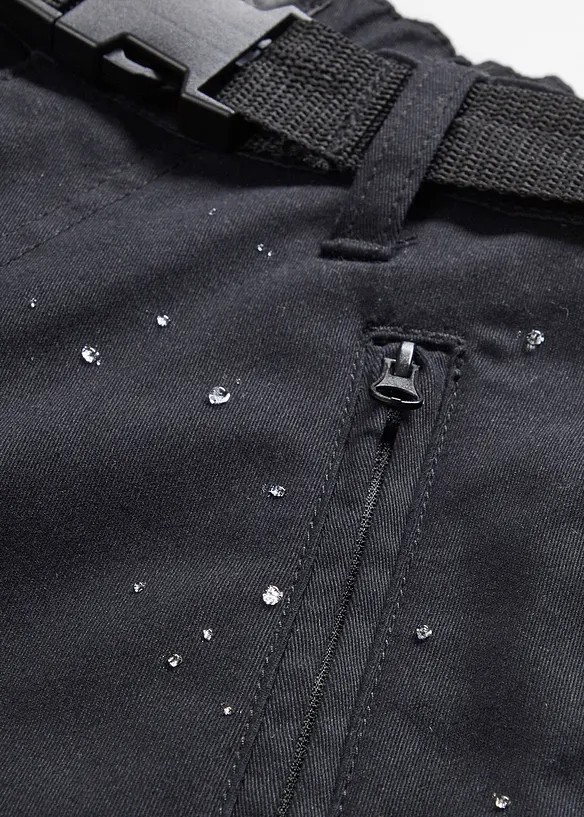 Pantalon déperlant en twill extensible avec ceinture, bonprix