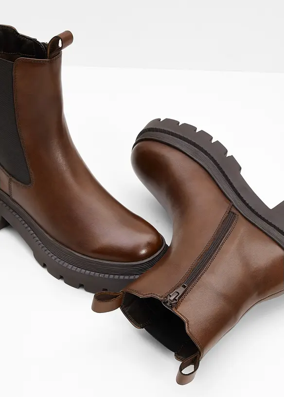 Boots Chelsea en cuir, bonprix