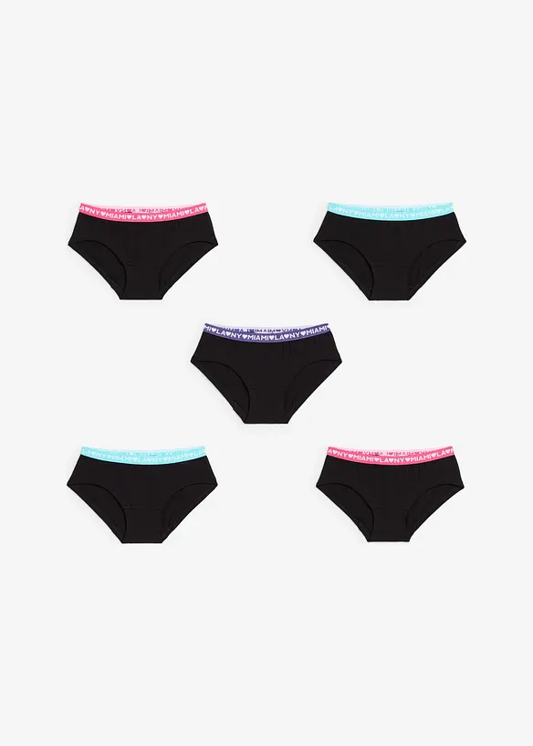 Lot de 5 shorties fille coton, bonprix