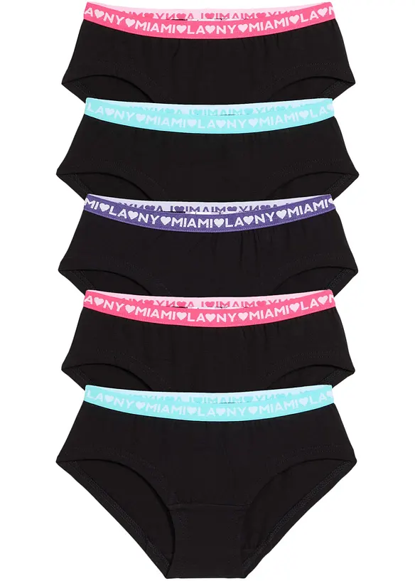 Lot de 5 shorties fille coton, bonprix