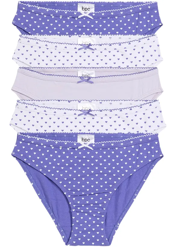 Lot de 5 slips coton avec nœud en satin, bonprix