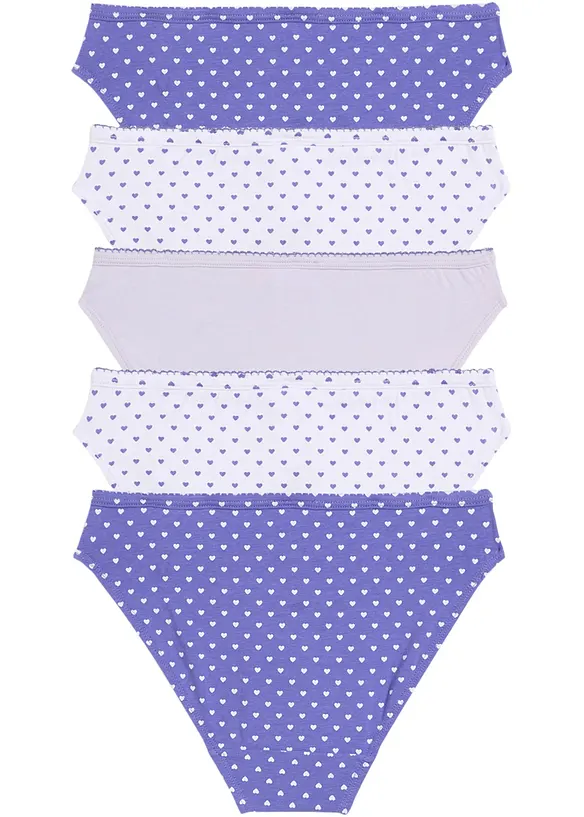 Lot de 5 slips coton avec nœud en satin, bonprix