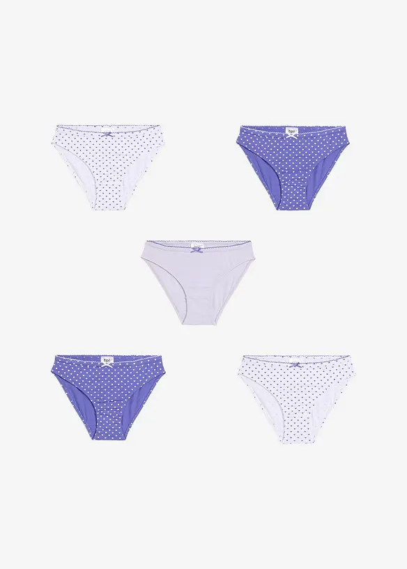 Lot de 5 slips coton avec nœud en satin, bonprix