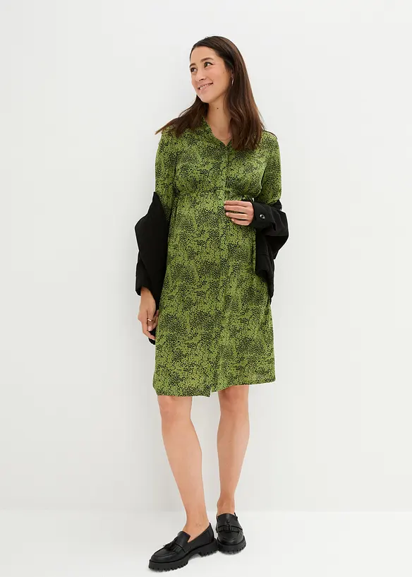 Robe en cr&ecirc;pe avec empi&egrave;cement smock&eacute;, bonprix