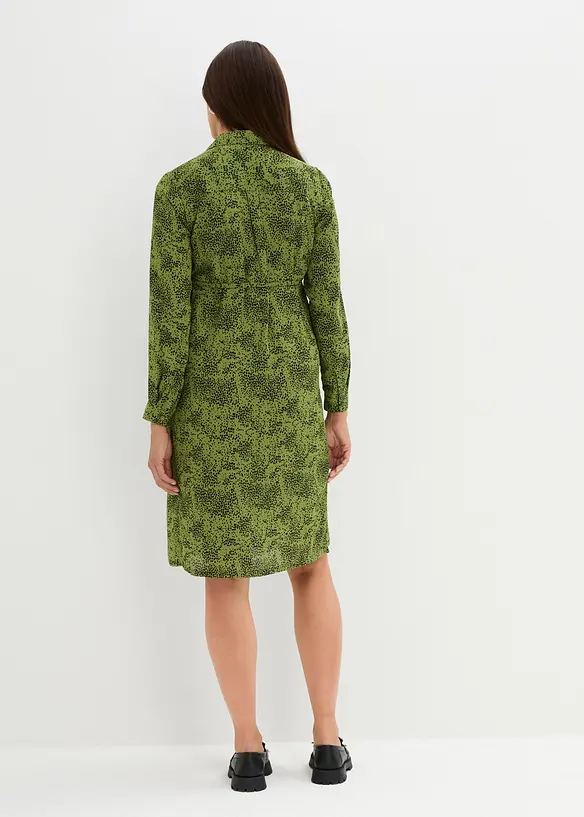 Robe en cr&ecirc;pe avec empi&egrave;cement smock&eacute;, bonprix