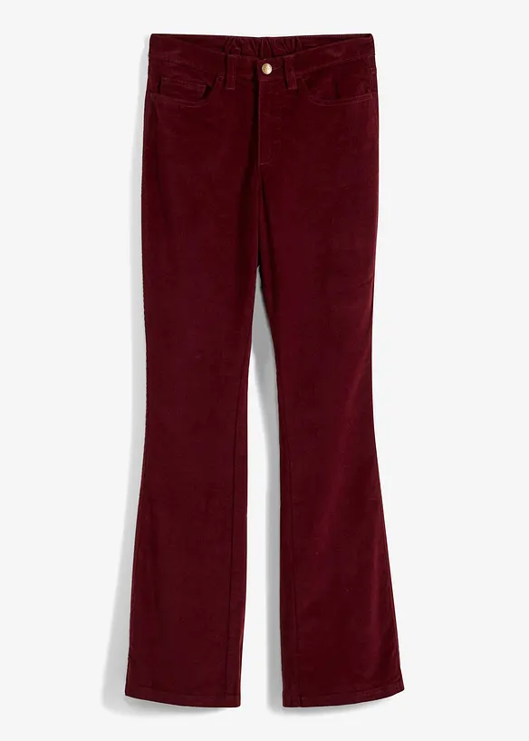 Pantalon Flare en velours c&ocirc;tel&eacute; extensible avec taille haute confortable, bonprix