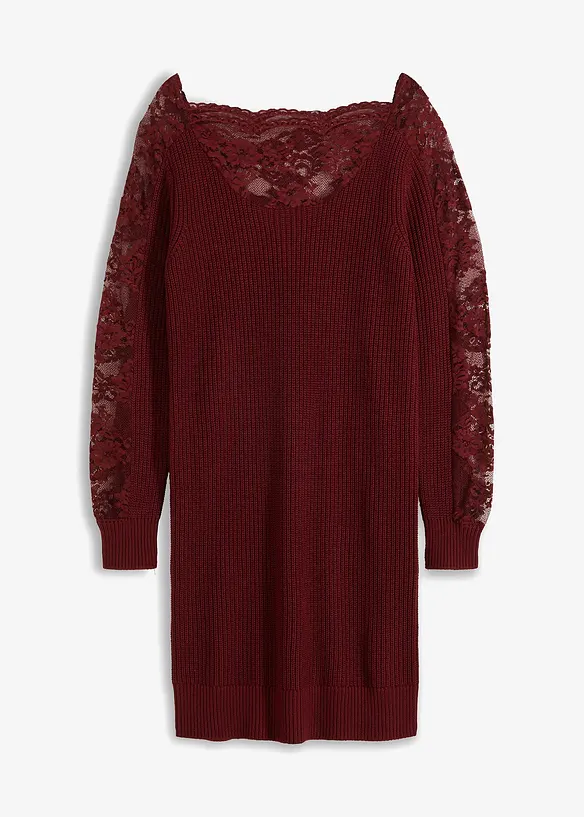 Robe en maille &agrave; empi&egrave;cement dentelle, bonprix