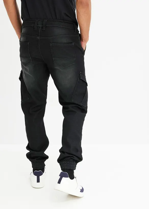 Jean jogger droit avec poches cargo, Regular, bonprix