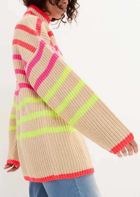 Pull oversize à rayures fluo, bonprix