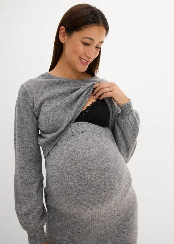 Ensemble 2 pièces en maille de grossesse avec un pull et une jupe, bonprix