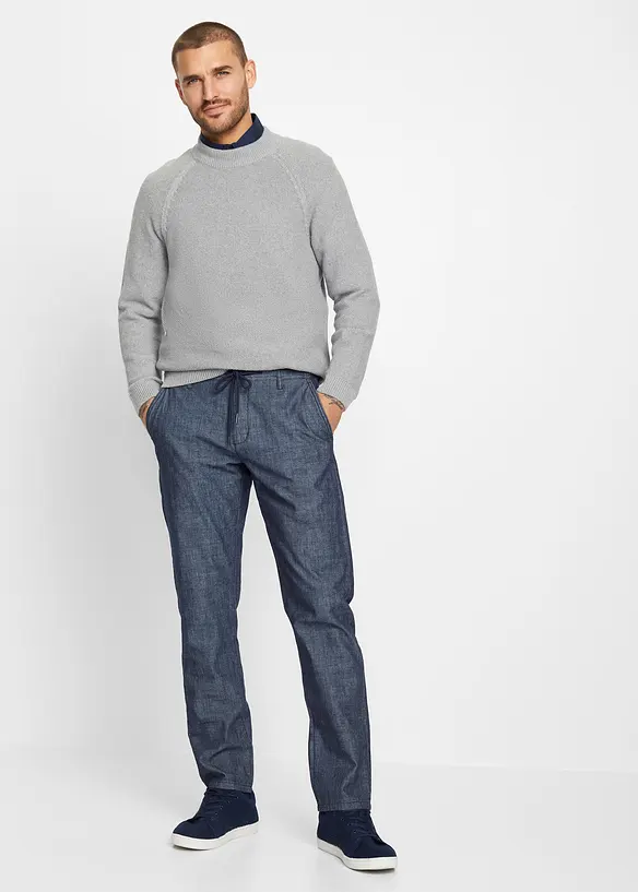 Chino regular et droit en chambray, bonprix